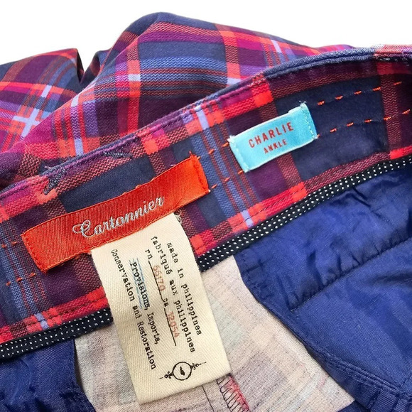 Anthropologie Cartonnier Womens Plaid Charlie Ankle Pants Size 4 - Picture 7 of 8